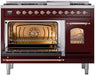 ILVE Nostalgie II 48" Dual Fuel Liquid Propane Range, Burgundy, Copper Trim ILVE UP48FNMPBUPLP ILVE