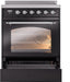 ILVE Nostalgie II 30" Electric Range, Glossy Black, Chrome Trim UPI304NMPBKC ILVE