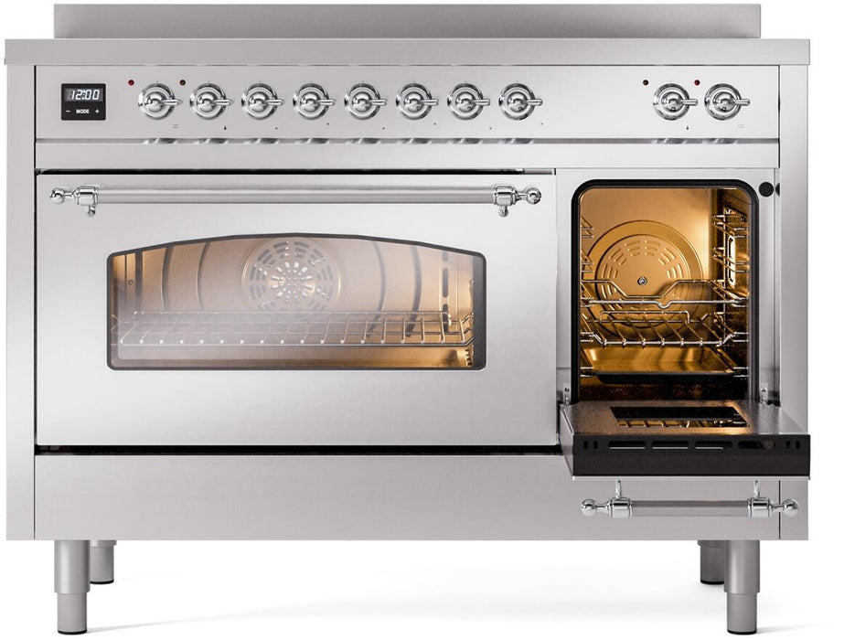 ILVE Nostalgie II 48" Electric, Range, Stainless Steel, Chrome Trim UPI486NMPSSC ILVE