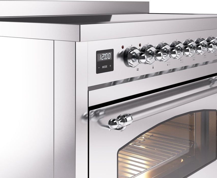 ILVE Nostalgie II 48" Electric, Range, Stainless Steel, Chrome Trim UPI486NMPSSC ILVE