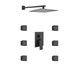 8 inch matte black rain shower system 2 way rough in valve with trim and 6 body jets