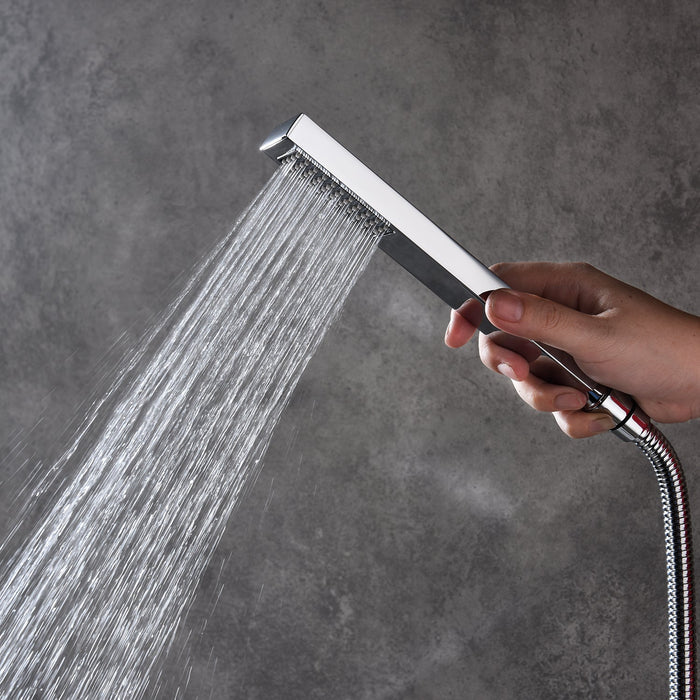 Chrome 12inch LED light or 6 inch regular head Wall mount 3 way thermostatic shower faucet with 6 body jets and sliding bar