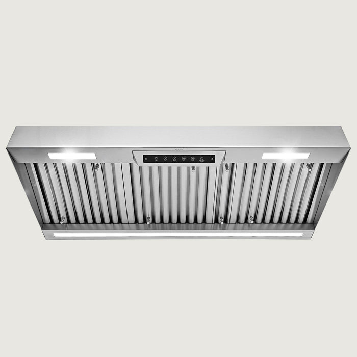 Nauxus 42" Built-In Range Hood Insert – 1200 CFM Stainless Steel Hood with Touch & Gesture Control, 3CCT LED & LED Night Lights