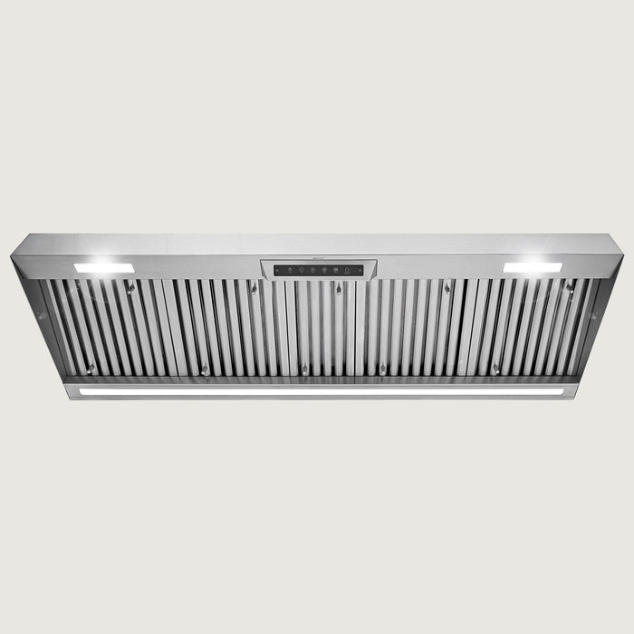 Nauxus 60" Built-In Range Hood Insert – 1200 CFM Stainless Steel Hood with Touch & Gesture Control, 3CCT LED & LED Night Lights