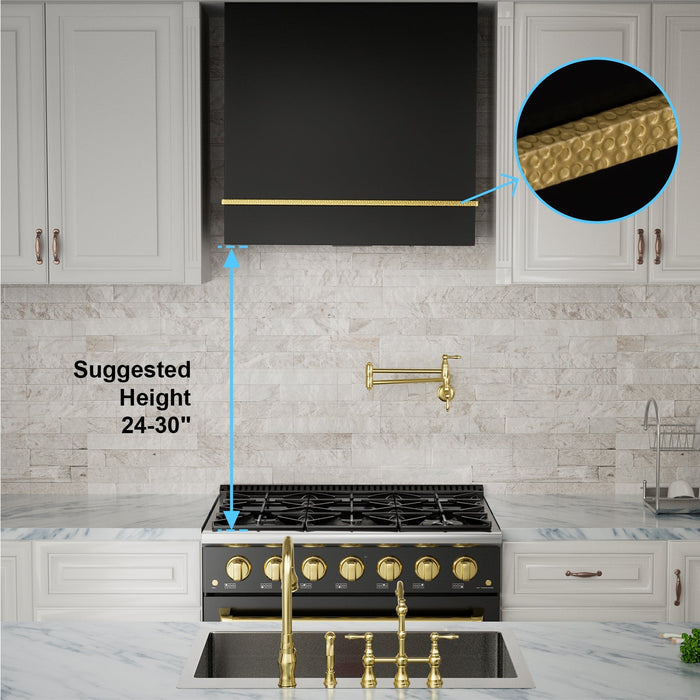 Akicon 30" Stainless Steel Wall Mount Range Hood with 600 CFM Vent Hood - AK-HS30HA-JB