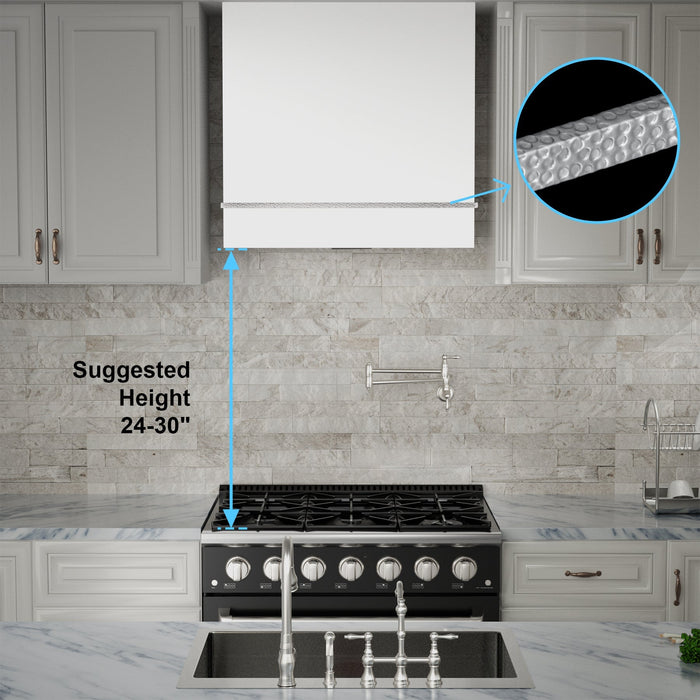 Akicon 30" Stainless Steel Wall Mount Range Hood with 600 CFM Vent Hood - AK-HS30HA-SW