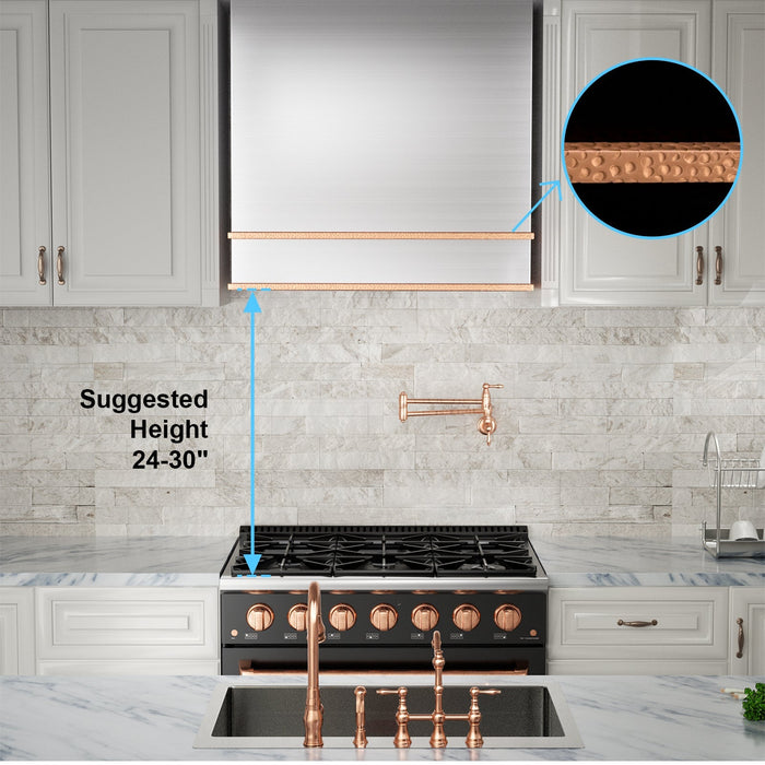 Akicon 30" Stainless Steel Wall Mount Range Hood with 600 CFM Vent Hood - AK-HS30HB-BS