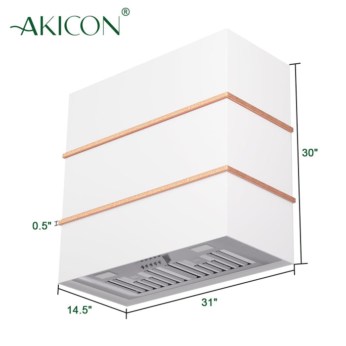 Akicon 30" Stainless Steel Wall Mount Range Hood with 600 CFM Vent Hood - AK-HS30HC-SW