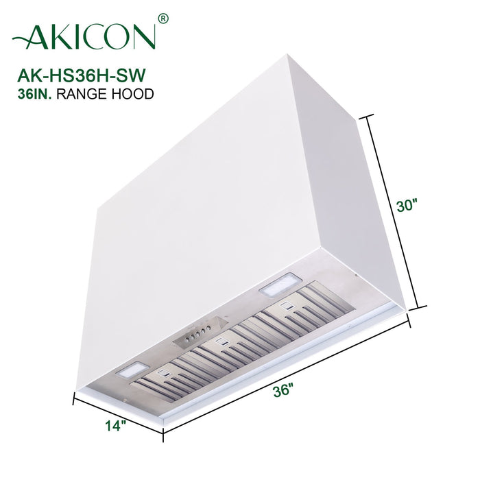 Akicon 36" Stainless Steel Wall Mount Range Hood Modern Box with 600 CFM Vent Hood - AK-HS36H