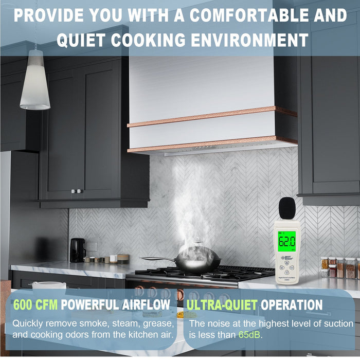 Akicon 36" Stainless Steel Wall Mount Range Hood with 600 CFM Vent Hood - AK-HS36HB-BS