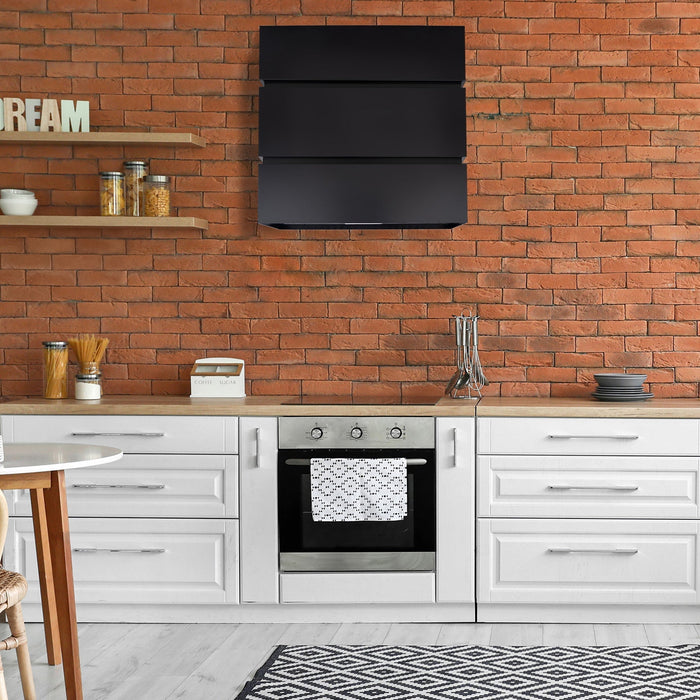 Akicon 30" Stainless Steel Wall Mount Range Hood, 3 Stacks Kitchen Hood with 600 CFM Vent Motor- AK-HS30L