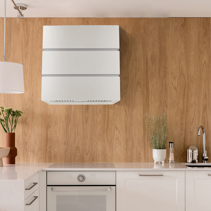 Akicon 30" Stainless Steel Wall Mount Range Hood, 3 Stacks Kitchen Hood with 600 CFM Vent Motor- AK-HS30L