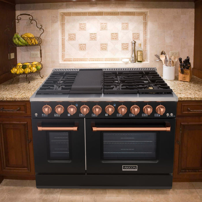 48" Slide-in Freestanding Professional Style Gas Range with 6.7 Cu. Ft. Oven, 8 Burners, AK-JK48A1-B