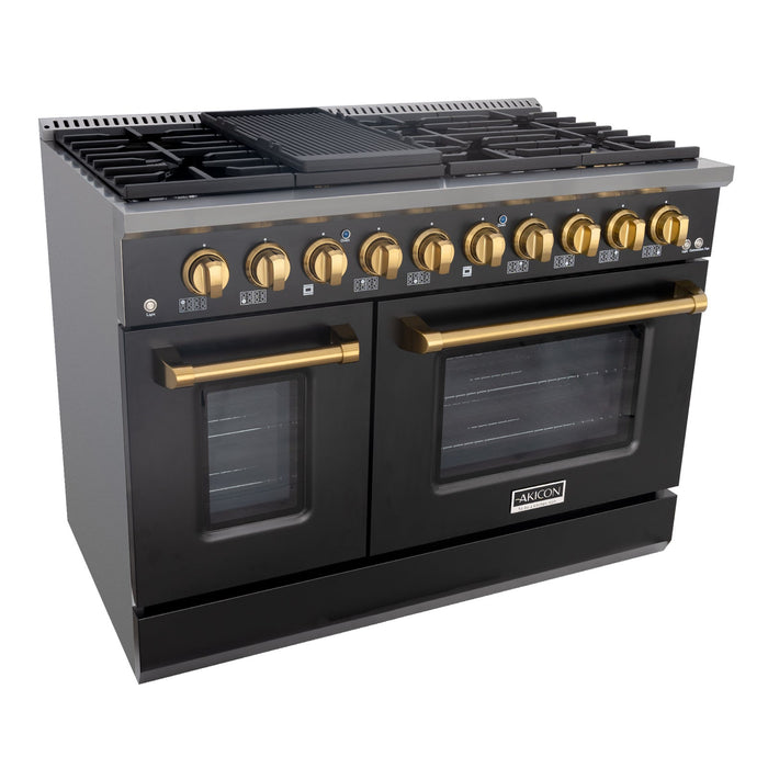 48" Slide-in Freestanding Professional Style Gas Range with 6.7 Cu. Ft. Oven, 8 Burners — AK-JK48A1-BG