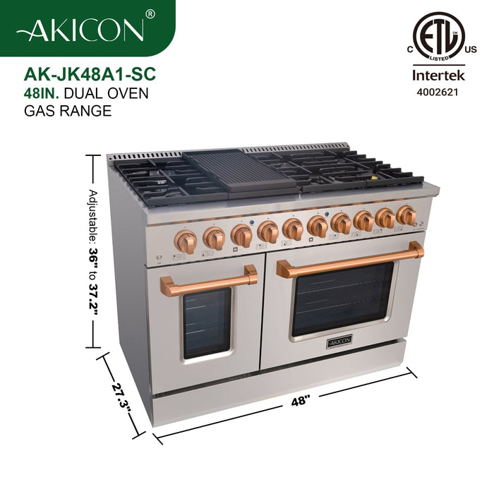 48" Slide-in Freestanding Professional Style Gas Range with 6.7 Cu. Ft. Oven, 8 Burners — AK-JK48A1-SC
