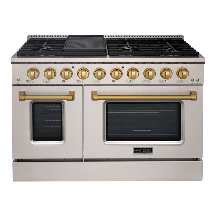 48" Slide-in Freestanding Professional Style Gas Range with 6.7 Cu. Ft. Oven, 8 Burners — AK-JK48A1-SS