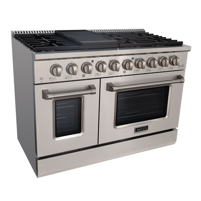 48" Slide-in Freestanding Professional Style Gas Range with 6.7 Cu. Ft. Oven, 8 Burners — AK-JK48A1-SS