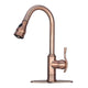 Copper Pull Out Kitchen Faucet, Single Level Solid Brass Kitchen Sink Faucets with Pull Down Sprayer — AK96415-D-AC