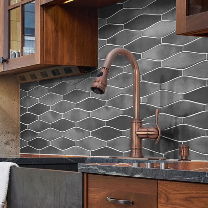 Copper Pull Out Kitchen Faucet, Single Level Solid Brass Kitchen Sink Faucets with Pull Down Sprayer - AK96415-D-AC