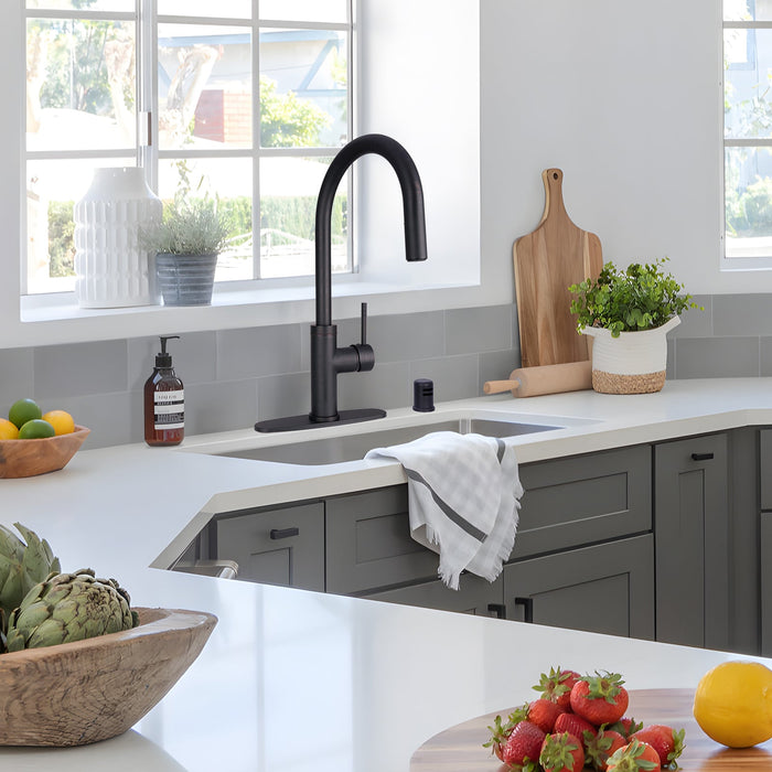 Oil Rubbed Bronze Pull Out Kitchen Faucet with Deck Plate, Single Level Solid Brass Kitchen Sink Faucets with Pull Down Sprayer-AK96416-ORB