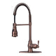 Antique Bronze Pre-Rinse Spring Kitchen Faucet, Single Level Solid Brass Kitchen Sink Faucets with Pull Down Sprayer — AK96518-AB