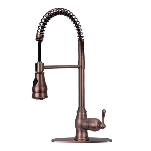 Oil Rubbed Bronze Pre-Rinse Spring Kitchen Faucet, Single Level Solid Brass Kitchen Sink Faucets with Pull Down Sprayer - Additional View