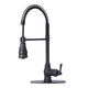 Oil Rubbed Bronze Pre-Rinse Spring Kitchen Faucet, Single Level Solid Brass Kitchen Sink Faucets with Pull Down Sprayer — AK96518-ORB