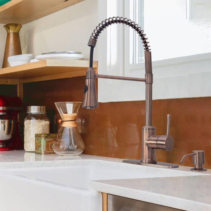 One-Handle Pre-Rinse Spring Copper Kitchen Faucet - AK96566-D-AC