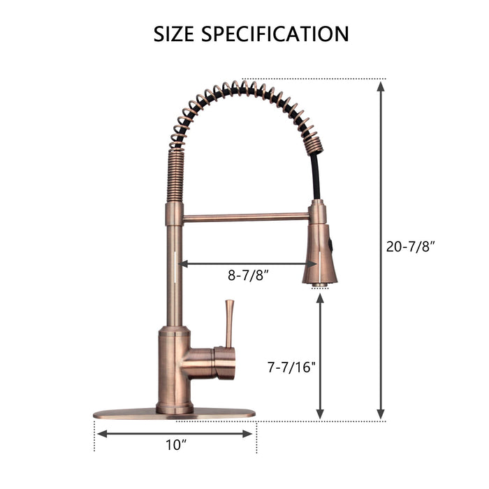 One-Handle Pre-Rinse Spring Copper Kitchen Faucet - AK96566-D-AC
