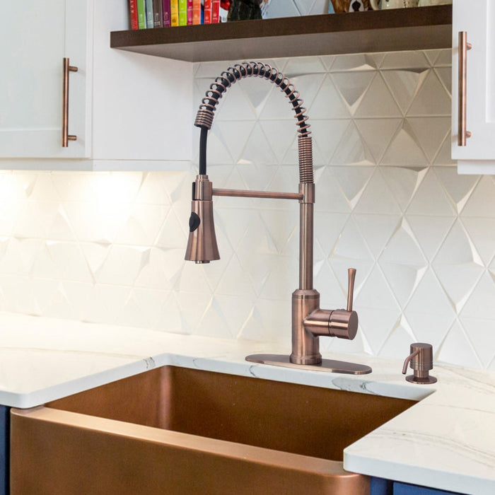 One-Handle Pre-Rinse Spring Copper Kitchen Faucet - AK96566-D-AC