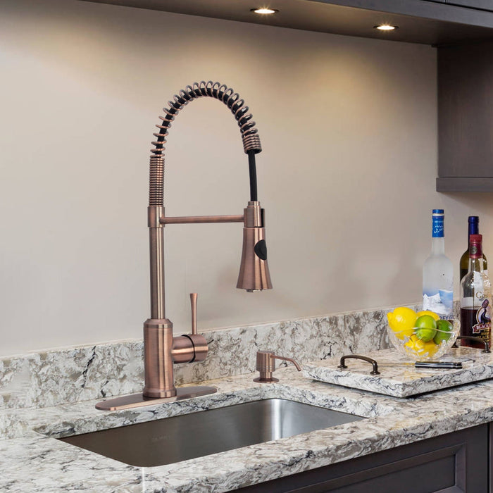 One-Handle Pre-Rinse Spring Copper Kitchen Faucet - AK96566-D-AC