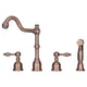 Two-Handles Copper Widespread Kitchen Faucet with Side Sprayer — AK96818-AC