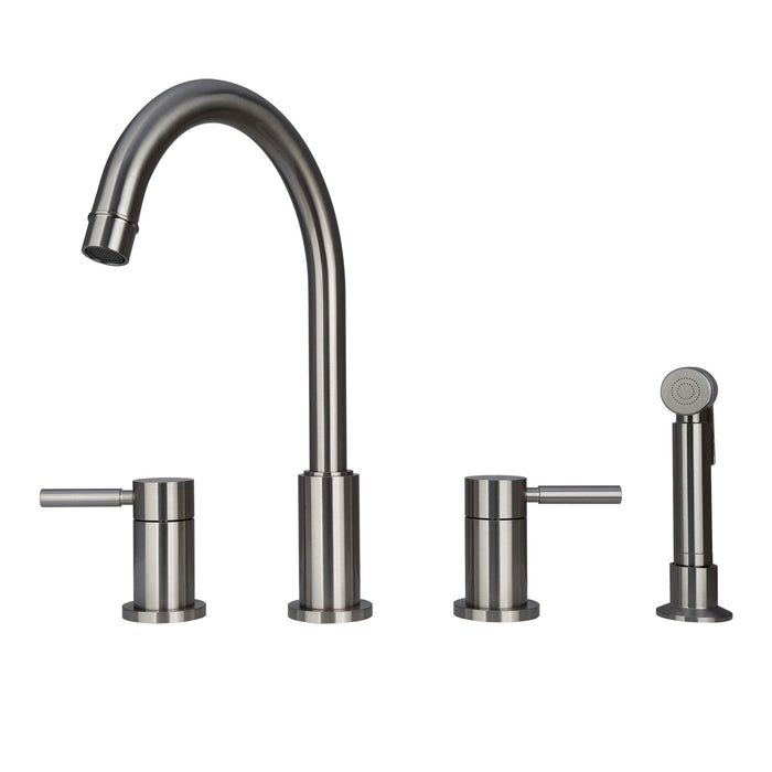 Two-Handles Copper Widespread Kitchen Faucet with Side Sprayer — AK96866-C-48