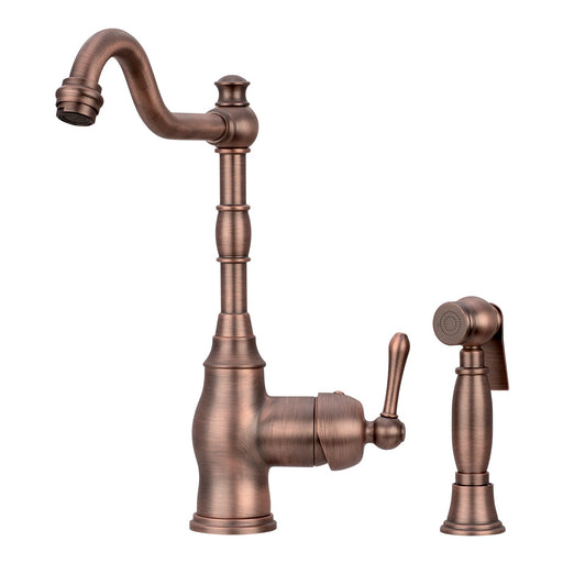 One-Handle Antique Bronze Widespread Kitchen Faucet with Side Sprayer - Additional View