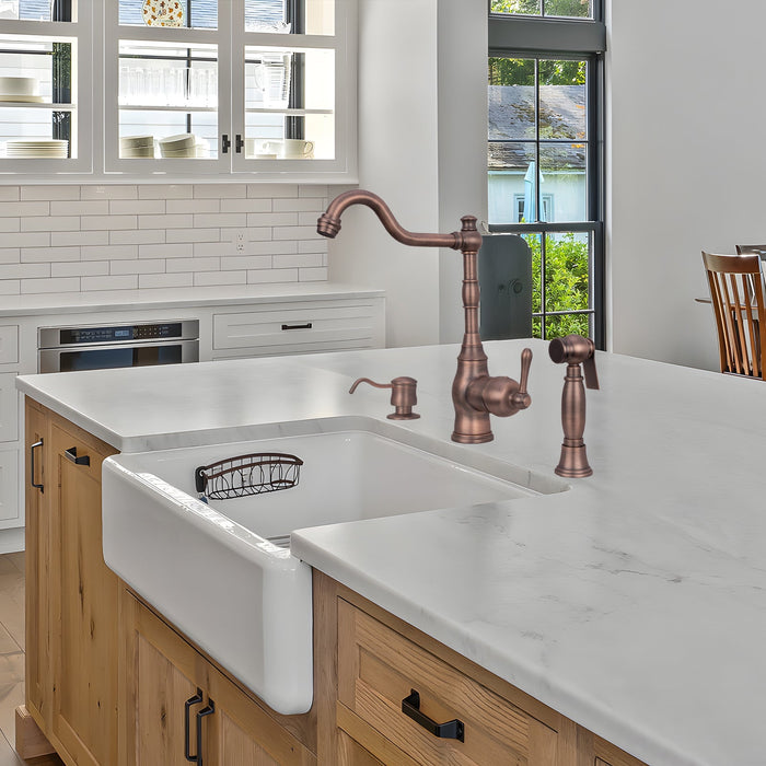 One-Handle Antique Bronze Widespread Kitchen Faucet with Side Sprayer - AK96918AB