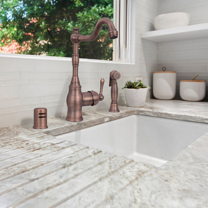 One-Handle Antique Bronze Widespread Kitchen Faucet with Side Sprayer - AK96918AB