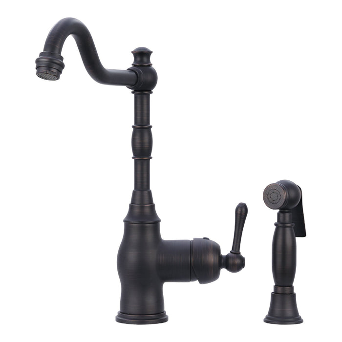 One-Handle Antique Bronze Widespread Kitchen Faucet with Side Sprayer - AK96918AB