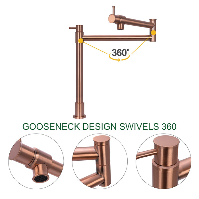 Copper Pot Filler Kitchen Faucet Deck-Mounted — AK98166-C-48