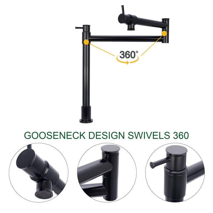 Matte Black Pot Filler Kitchen Faucet Deck-Mounted - AK98166-MB