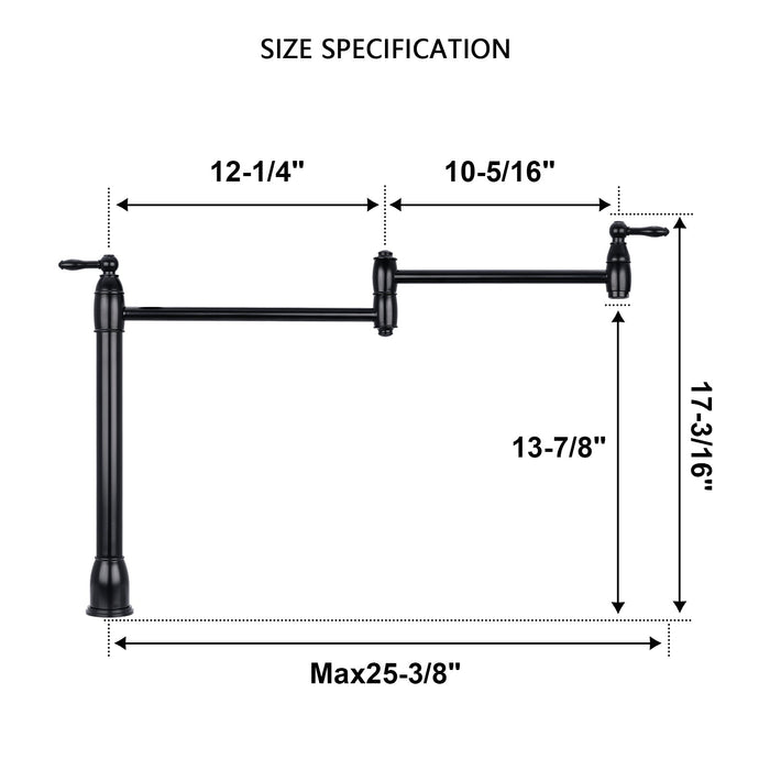 Matte Black Pot Filler Kitchen Faucet Deck-Mounted - AK98188-MB