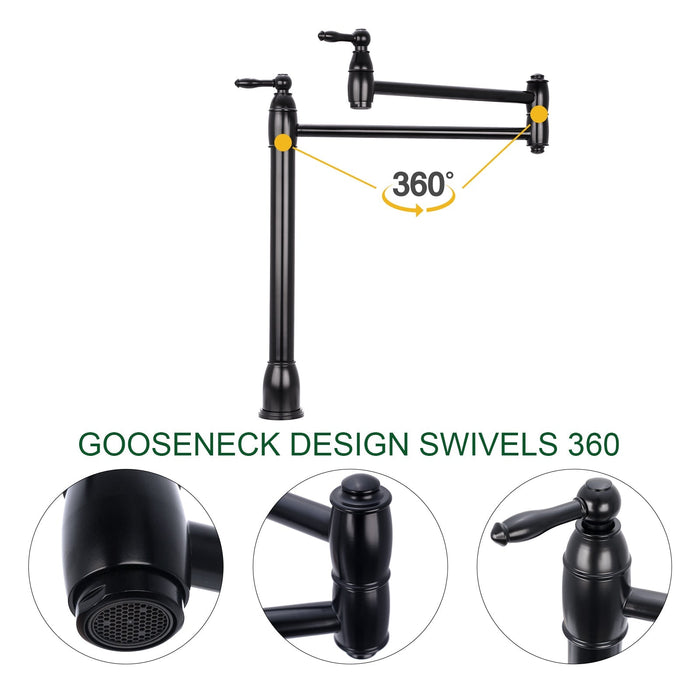 Matte Black Pot Filler Kitchen Faucet Deck-Mounted - AK98188-MB