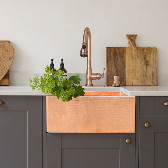 Akicon Single Bowl Farmhouse Apron Copper Kitchen Sink - AKS501-C