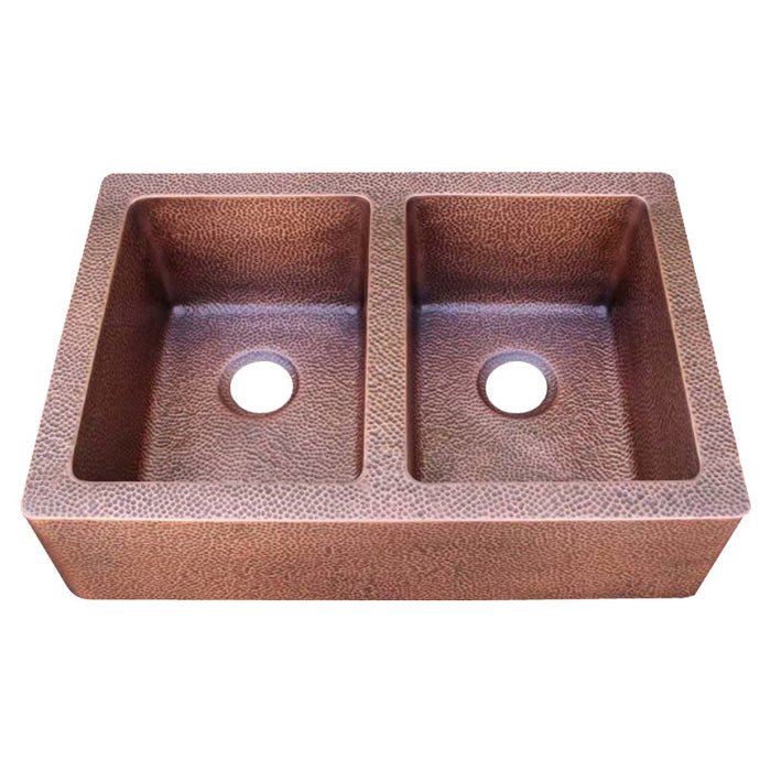 Akicon Double Bowl Farmhouse Apron Copper Kichen Sink - AKS603-C
