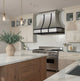 Brushed Stainless Steel Range Hood Clipped Corner with Black Accents
