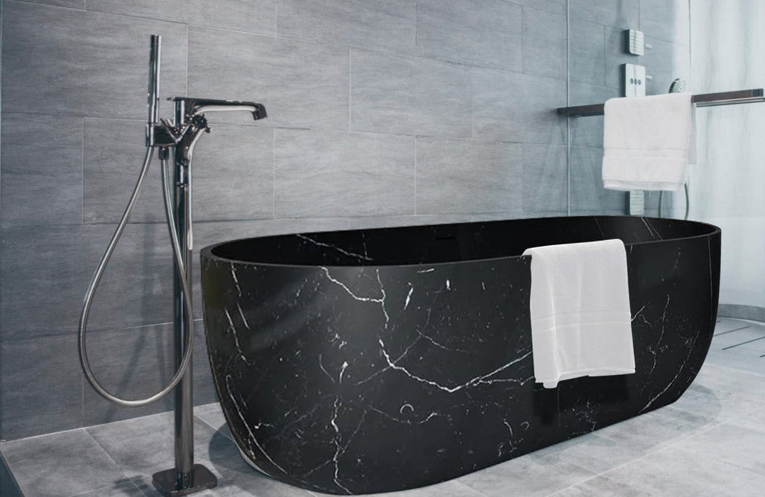 Alexandrette Black Marble Bathtub Hand-carved from Solid Marble Block NTRAB3272