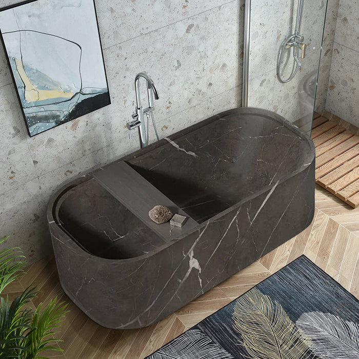 Alexandrette Black Marble Bathtub with Wine Tray Honed/Matte NBTAB3272M