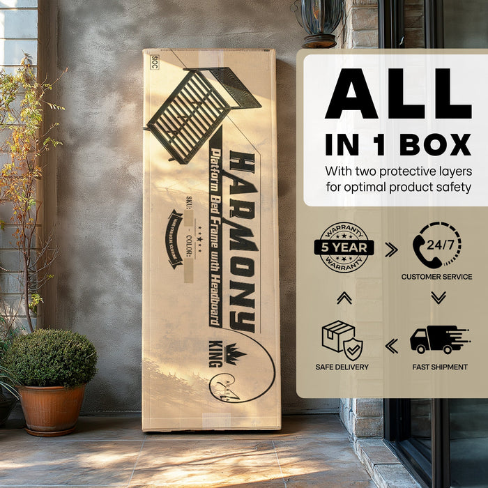 Acacia Harmony Platform Bed Frame with Headboard