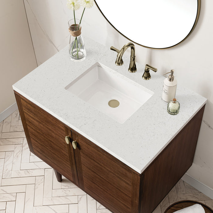 James Martin Amberly 36" Dual Mount Single Bathroom Vanity, Mid-Century Walnut