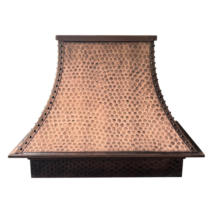 Antique Hammered Texture Custom Copper Hood 36''W x 27''H x 22'' D
