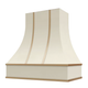 Antique White Range Hood With Curved Front and Brass Strapping - 30", 36", 42", 48", 54" and 60" Widths Available